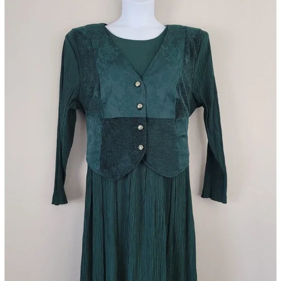 Vintage LADY DORBY Size 22W Peasant Cottagecore Renaissance Dress with Vest - Picture 3 of 8